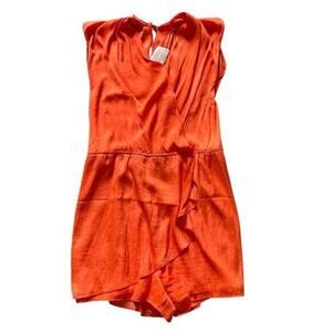 Orange flowy Judith March v neck key hole back romper